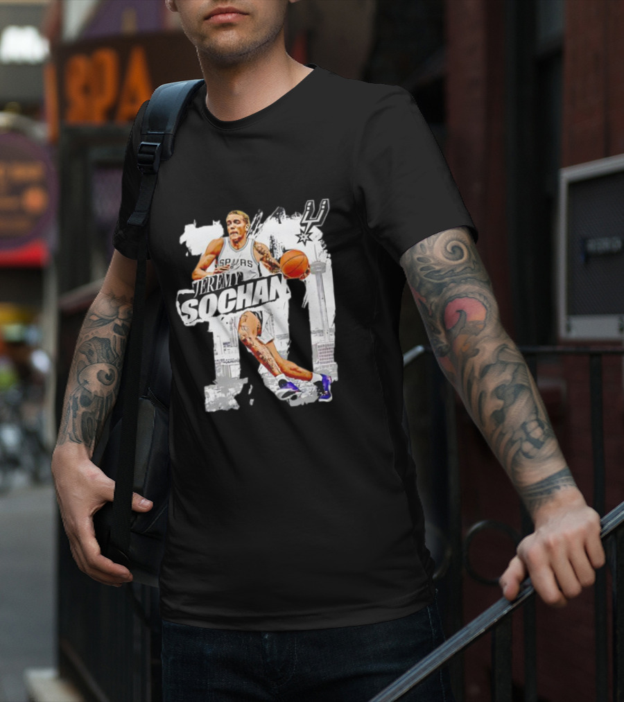Jeremy Sochan Spurs Basketball San Antonio Skyline T-Shirt