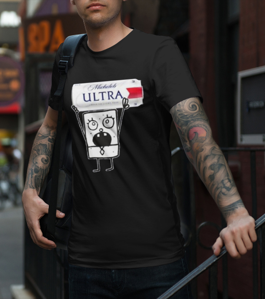 Doodlebob Michelob Ultra Holding Beer Can T-Shirt