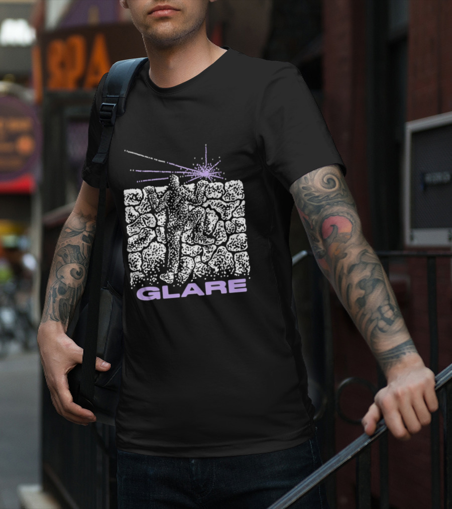 Glare Climber On Black Stone Wall With Purple Light Burst T-Shirt