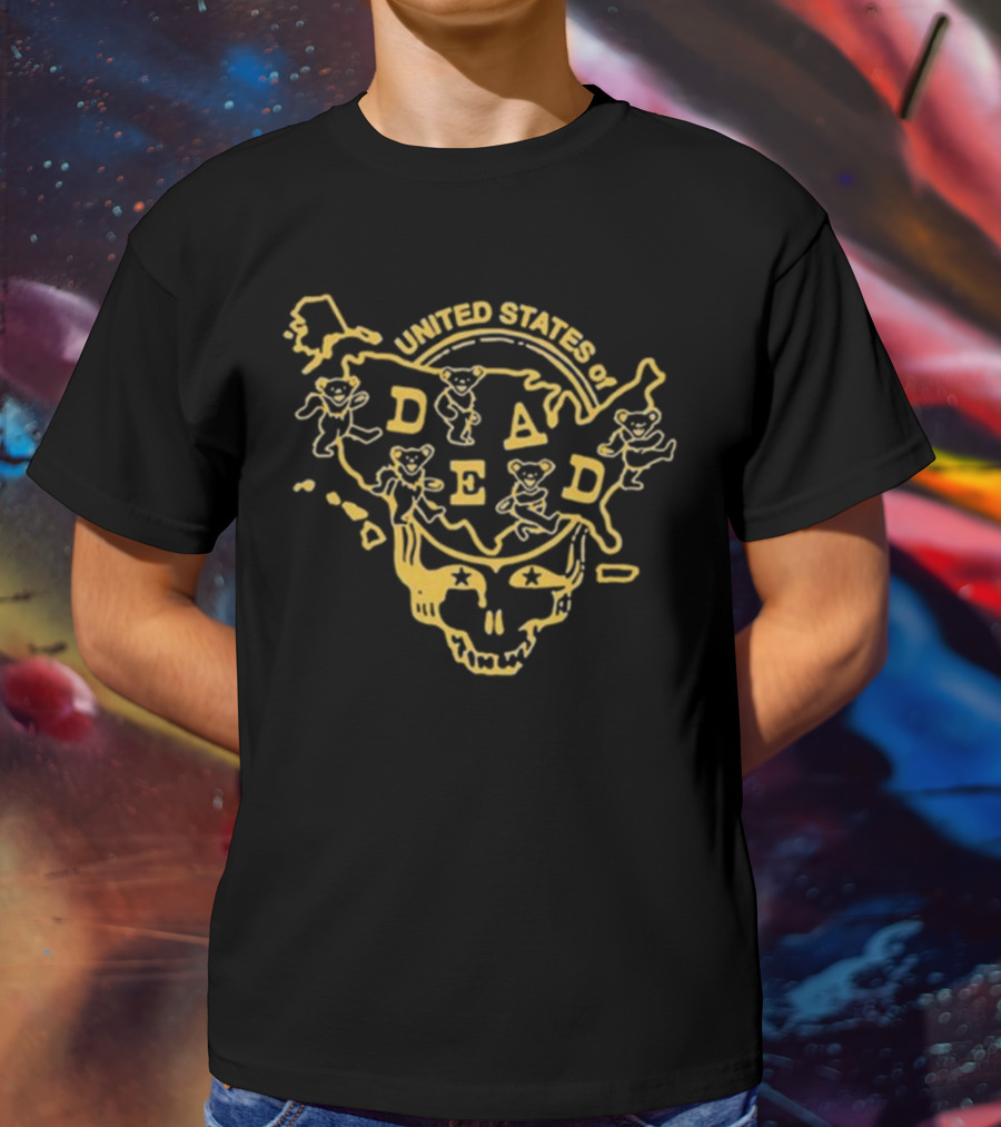 Grateful Dead United States Of Dead Dancing Bears Skull Map T-Shirt