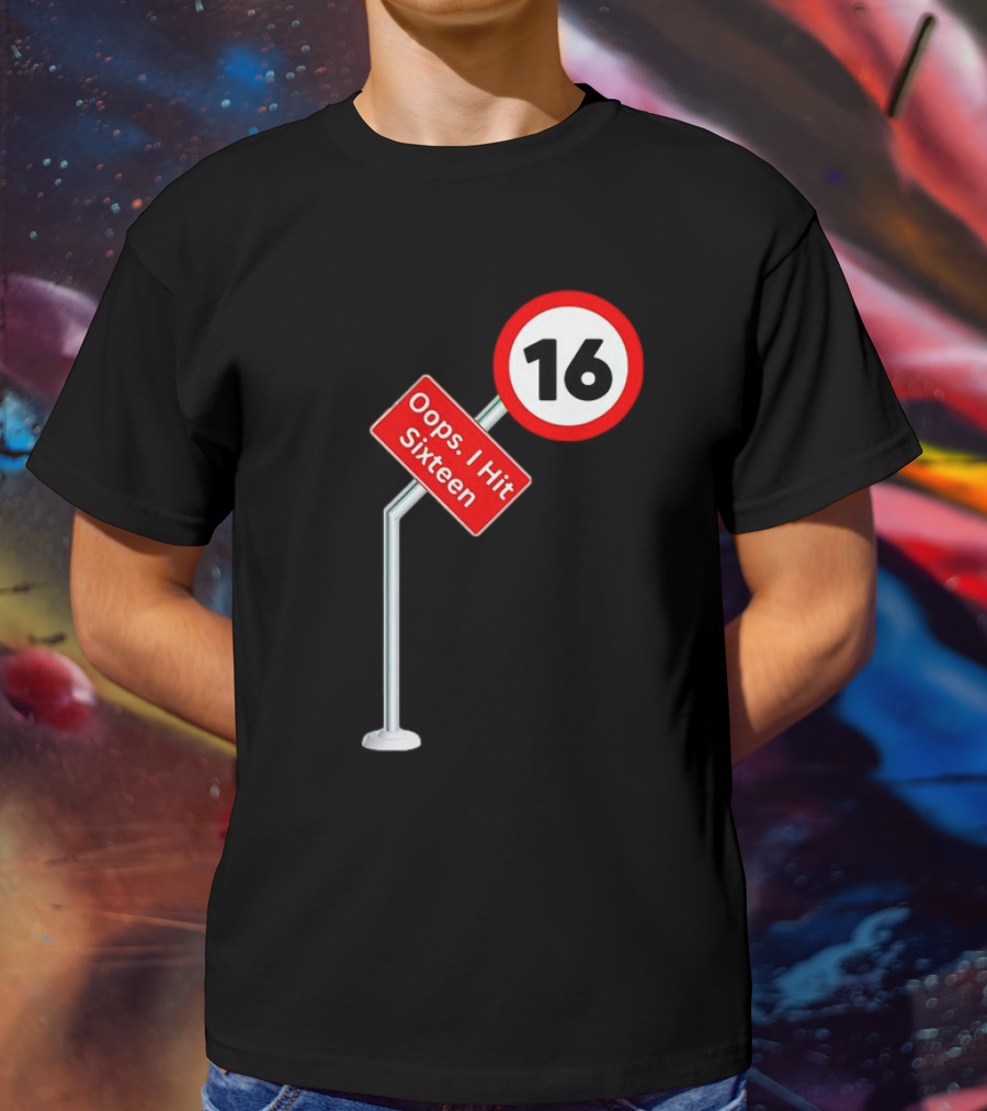 Oops I Hit Sixteen 16 Road Sign T-Shirt