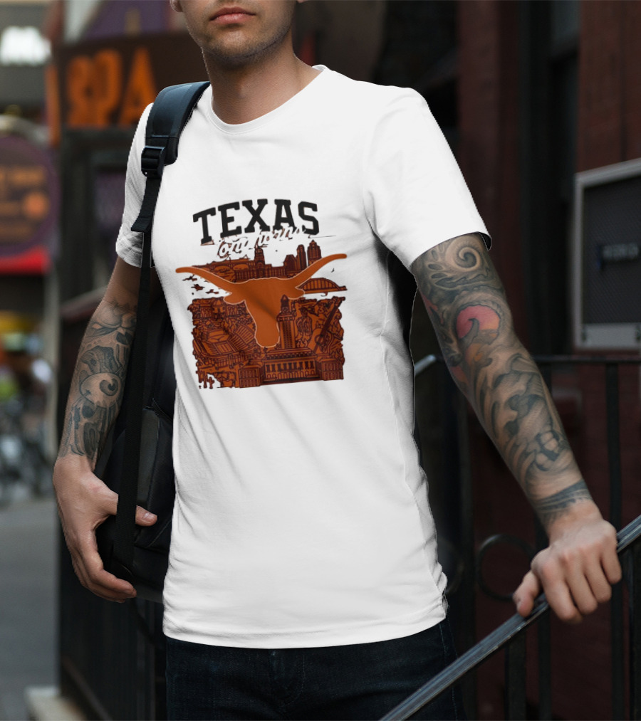 Texas Longhorns Burnt Orange City Skyline T-Shirt
