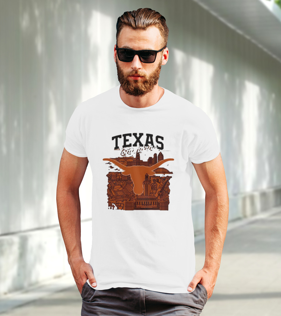 Texas Longhorns Burnt Orange City Skyline T-Shirt