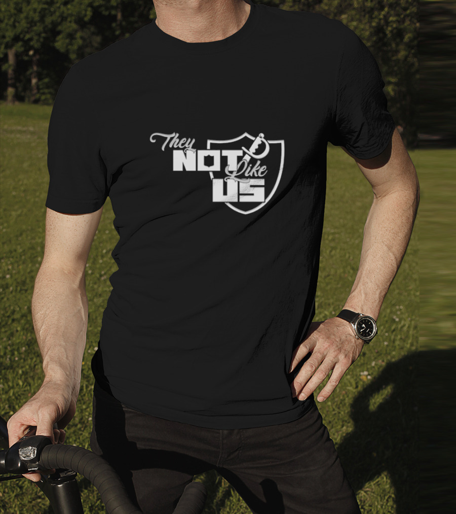 They Not Like Us Shield Logo Las Vegas Raiders T-Shirt