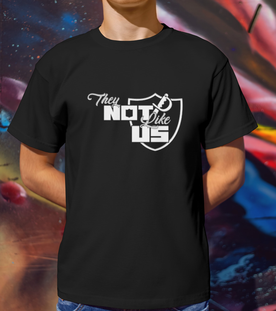 They Not Like Us Shield Logo Las Vegas Raiders T-Shirt