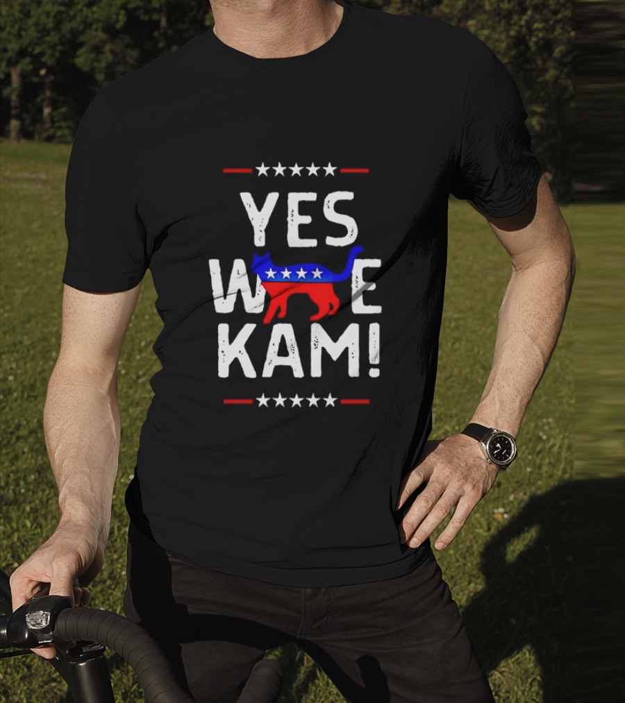 YES WE KAM CAT PRINT PATRIOTIC T-Shirt