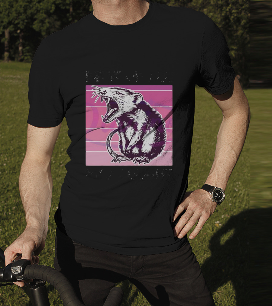 First Of All I’m A Delight Sarcastic Possum Yawning Sketch On Pink T-Shirt