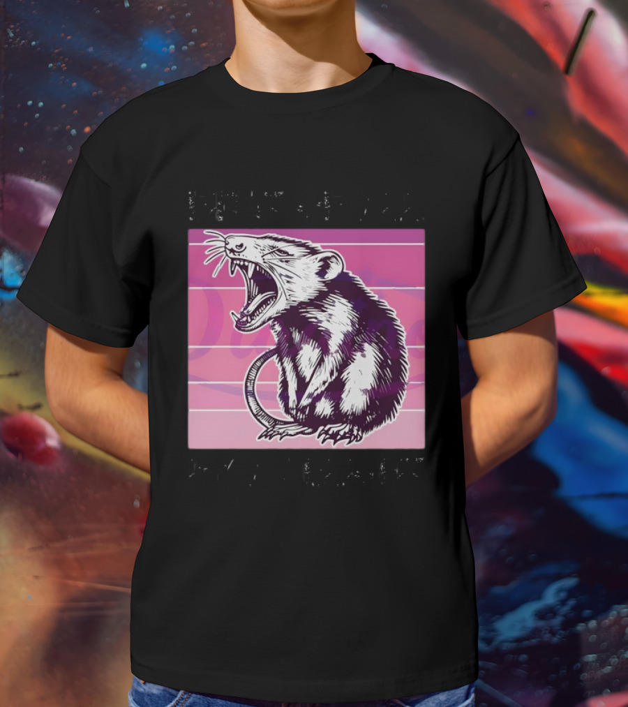 First Of All I’m A Delight Sarcastic Possum Yawning Sketch On Pink T-Shirt