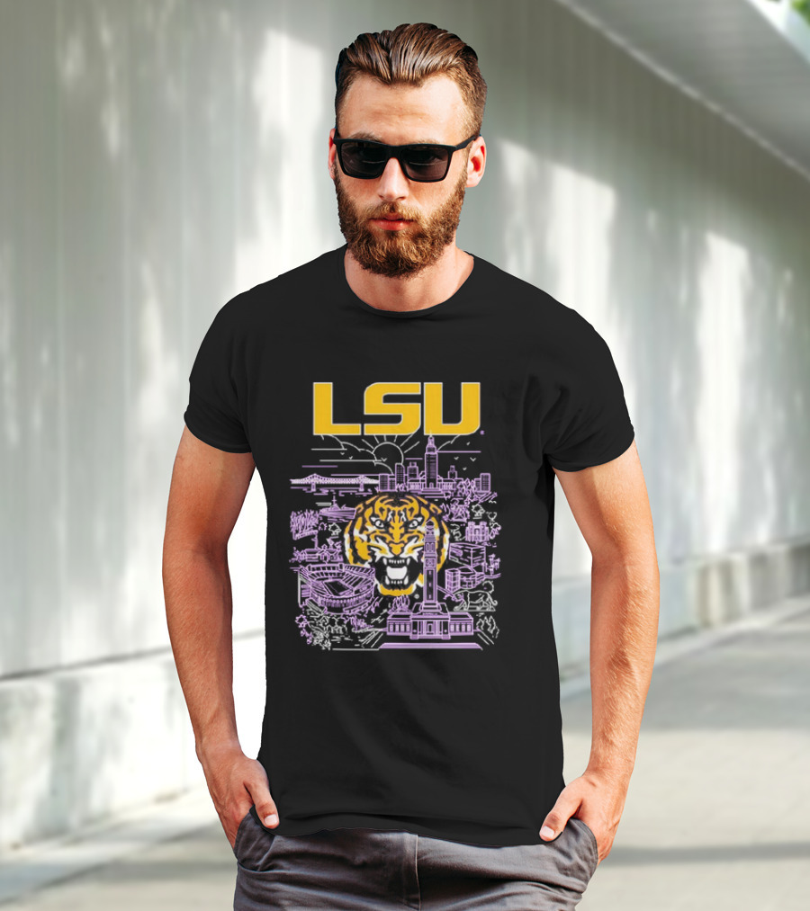 LSU Tigers City Skyline Baton Rouge Tiger T-Shirt