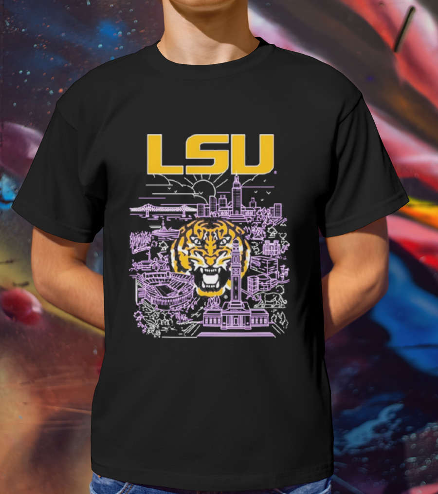 LSU Tigers City Skyline Baton Rouge Tiger T-Shirt