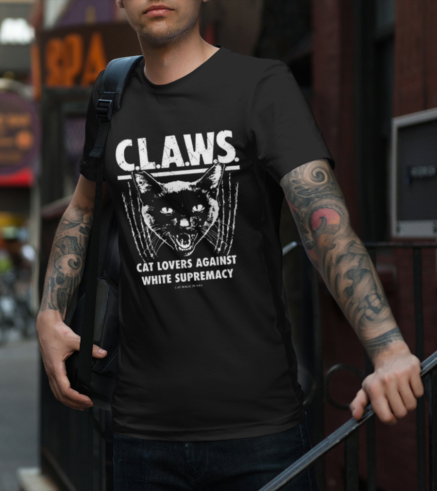 C.L.A.W.S. Cat Lovers Against White Supremacy Cat Magic Punks T-Shirt