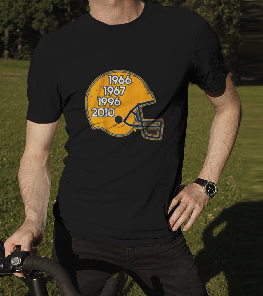 Green Bay Glory Years Helmet 1966 1967 1996 2010 Football T-Shirt