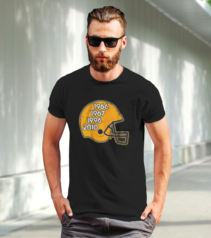 Green Bay Glory Years Helmet 1966 1967 1996 2010 Football T-Shirt