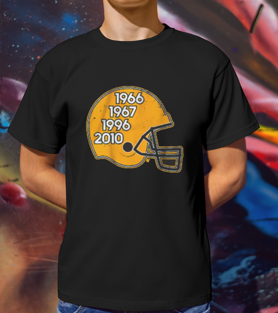 Green Bay Glory Years Helmet 1966 1967 1996 2010 Football T-Shirt