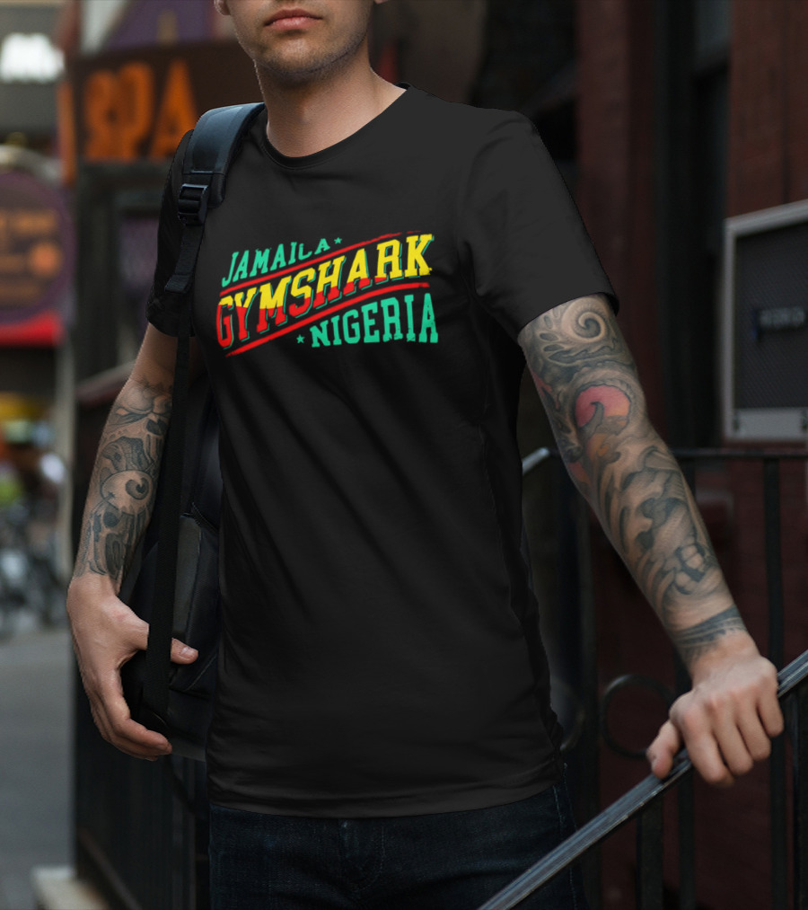 Jamaica Gymshark Nigeria Retro Styled Text T-Shirt