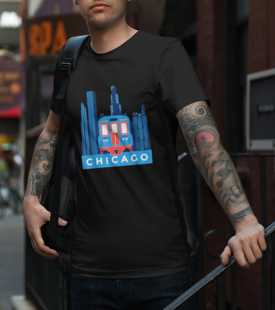 Chicago Skyline El Train T-Shirt