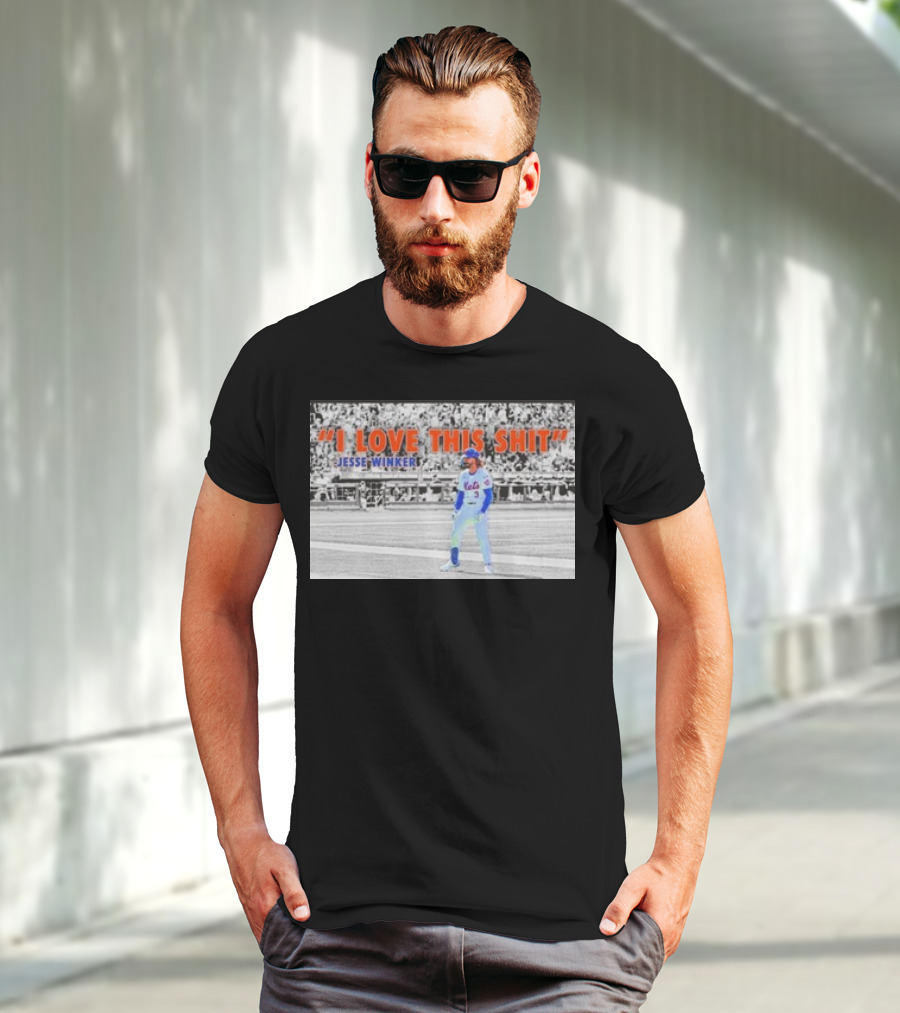 Jesse Winker New York Mets I Love This Shit Stadium Background T-Shirt