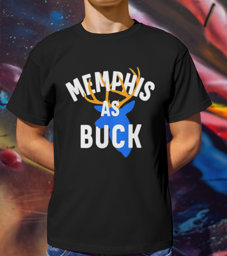 Memphis As Buck Blue Deer Head With Antlers T-Shirt