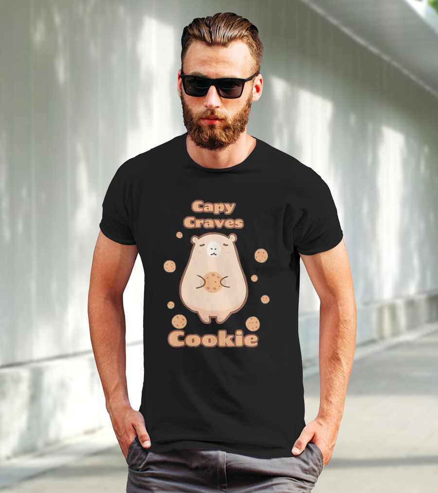 Capy Craves Cookie Capybara Surrounded By Cookies T-Shirt