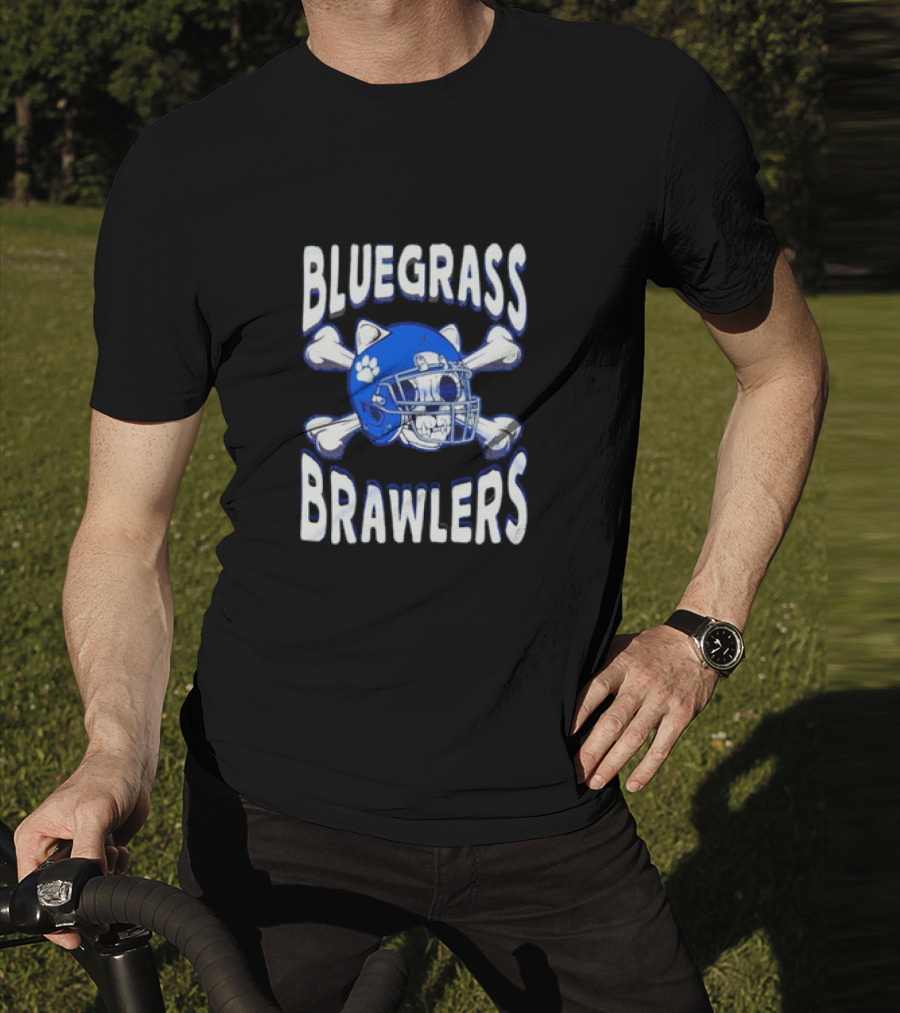 Bluegrass Brawlers Kentucky Wildcats Blue Skeleton Helmet With Bones T-Shirt
