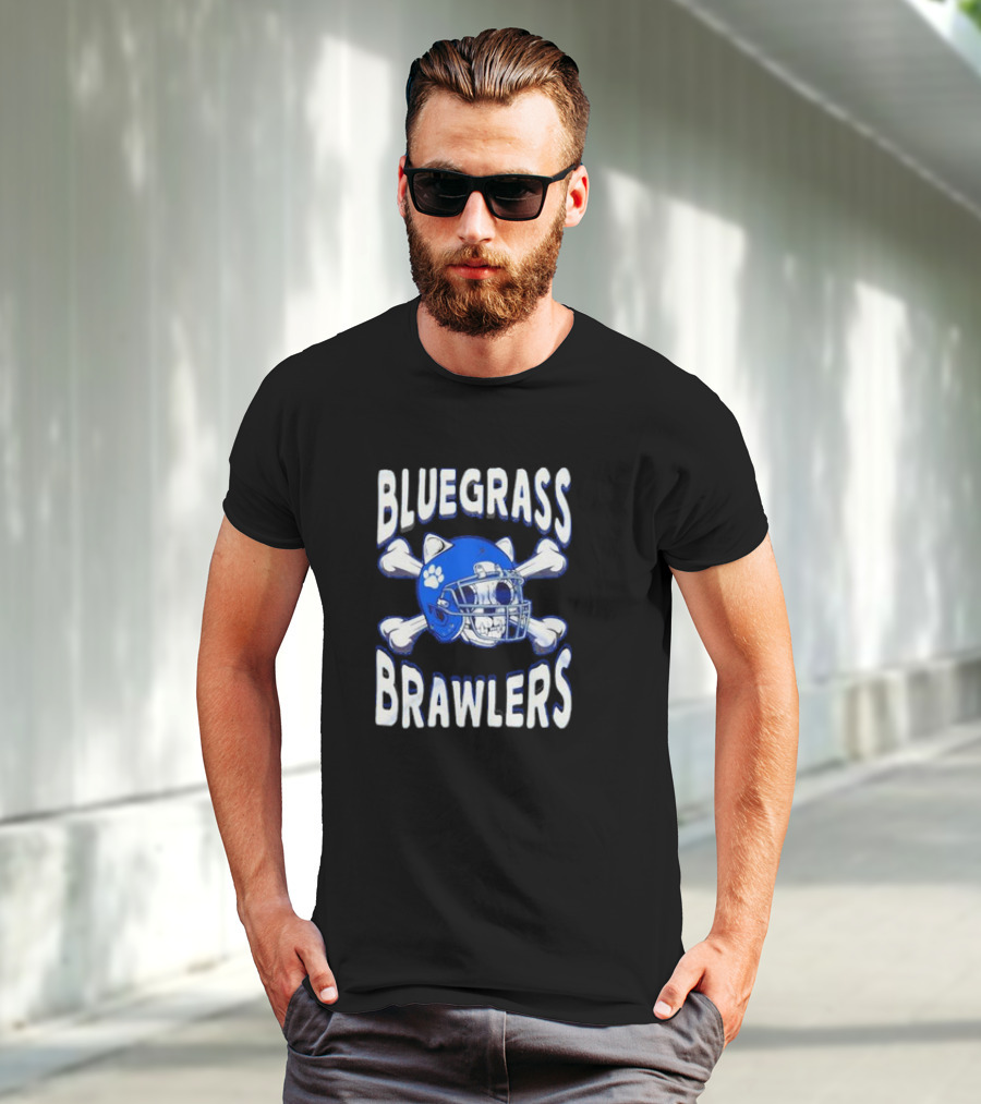 Bluegrass Brawlers Kentucky Wildcats Blue Skeleton Helmet With Bones T-Shirt