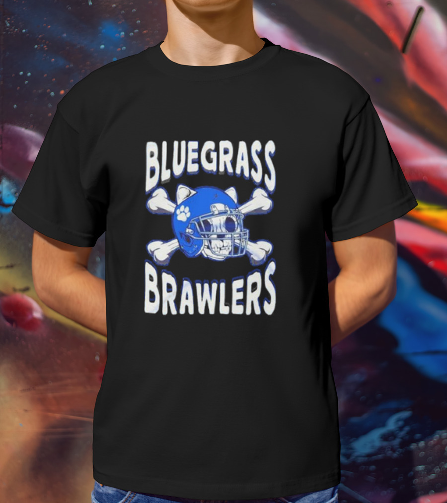Bluegrass Brawlers Kentucky Wildcats Blue Skeleton Helmet With Bones T-Shirt