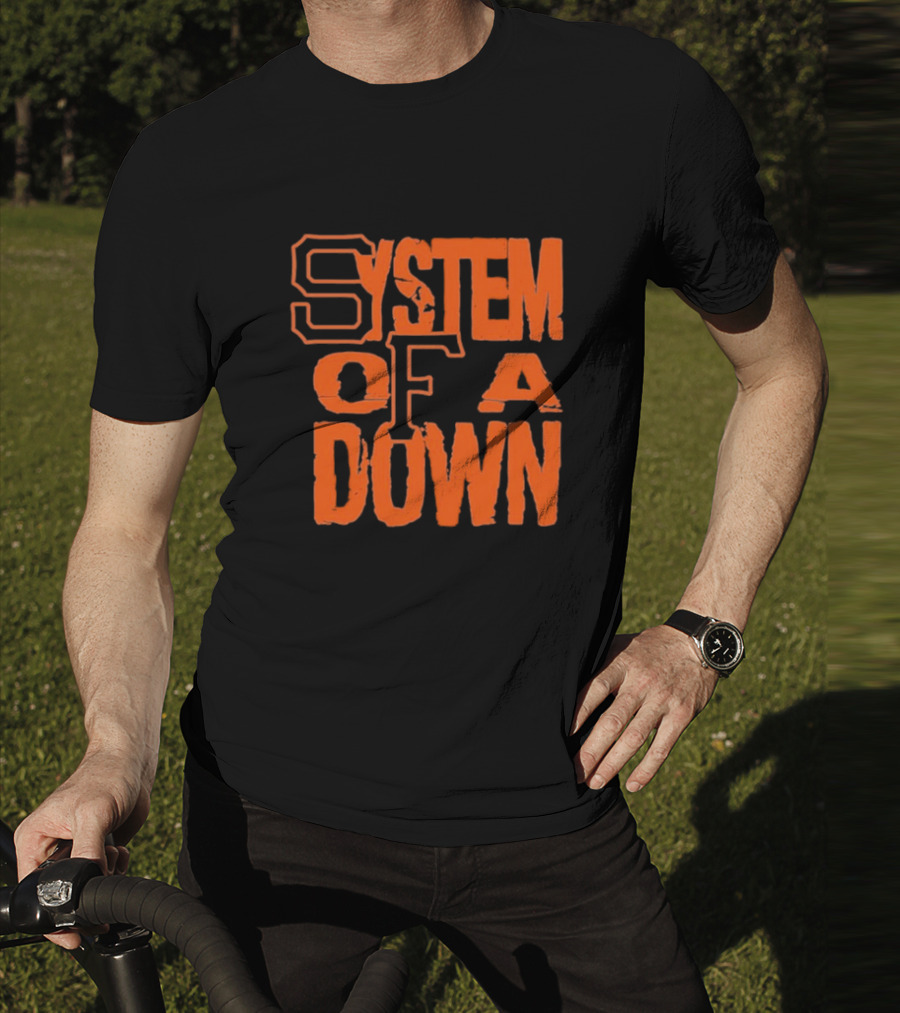 System Of A Down SF Giants Style Stacked Text T-Shirt