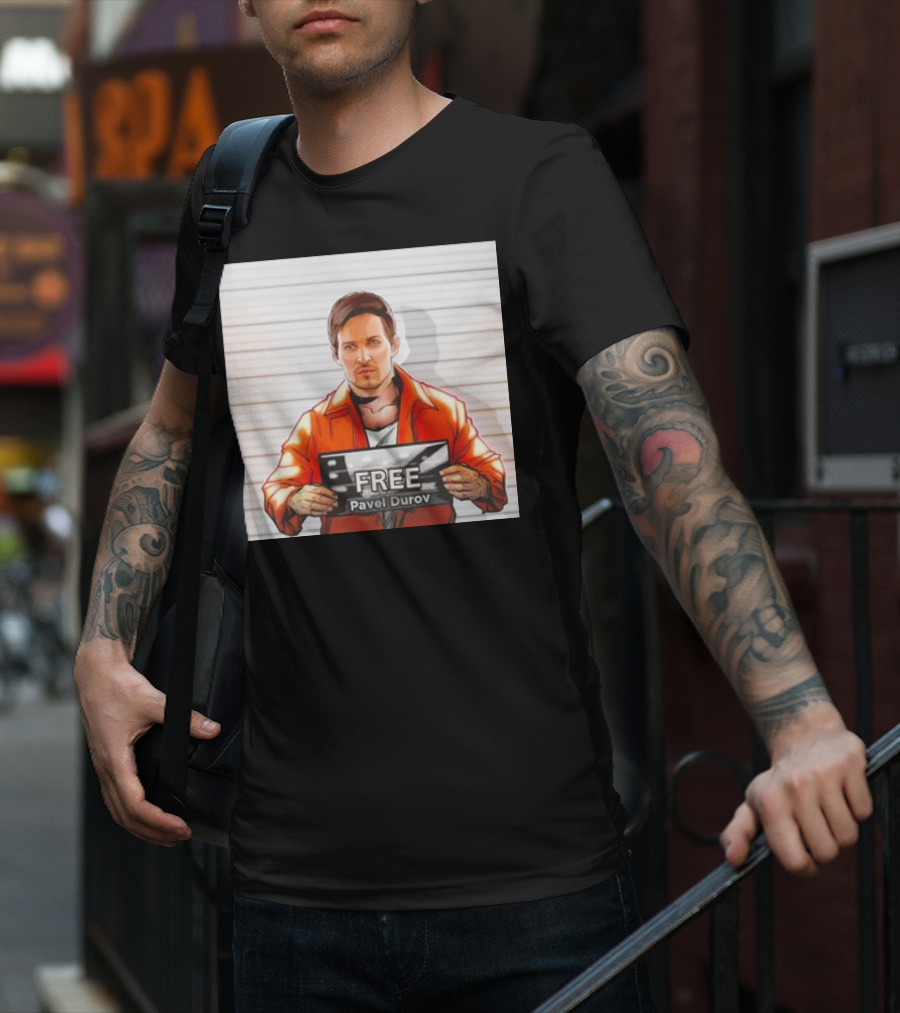 Free Pavel Durov Mugshot Cartoon T-Shirt