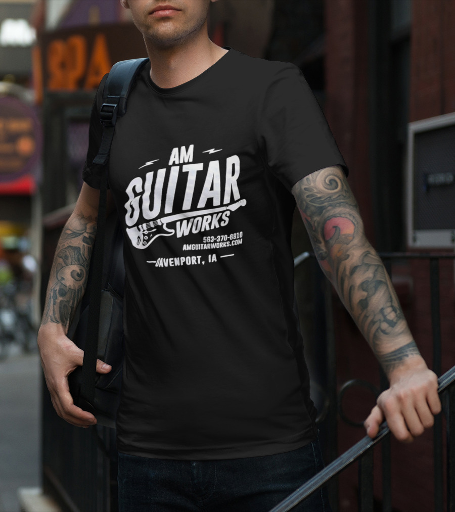 AM Guitar Works Davenport IA 563-370-6810 Amguitarworks.com T-Shirt