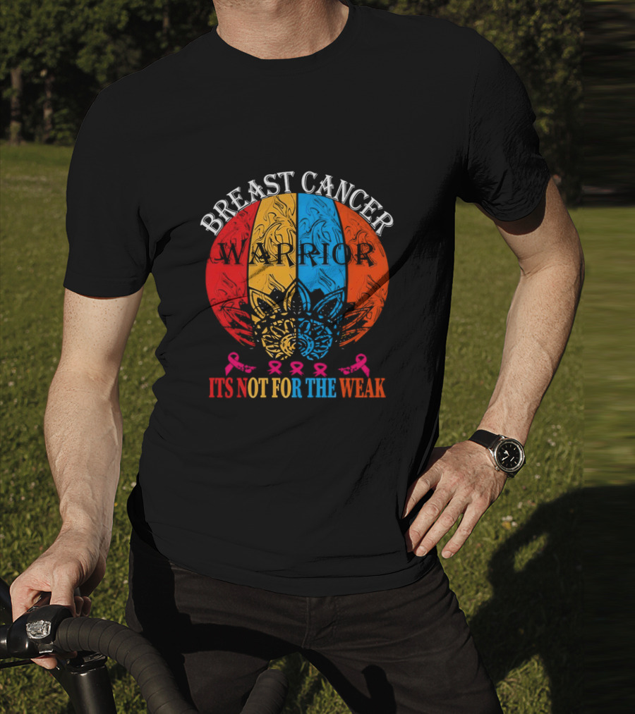 Breast Cancer Warrior Not For The Weak Ribbon Mandala T-Shirt