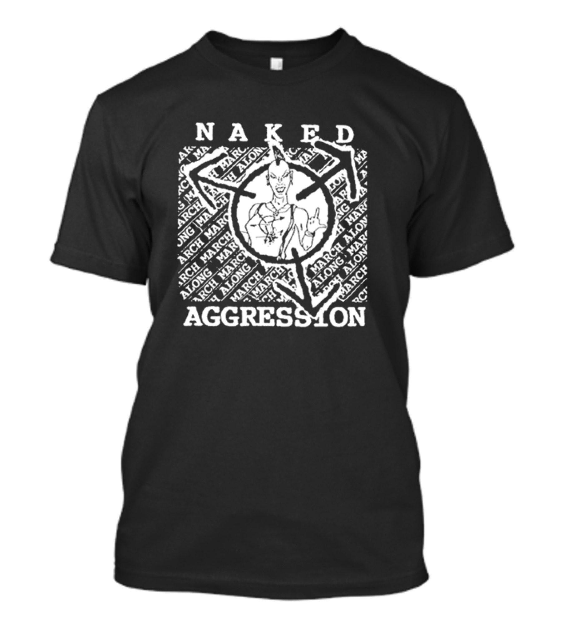 Naked Aggression March Along Logo Featuring Character T-Shirt
