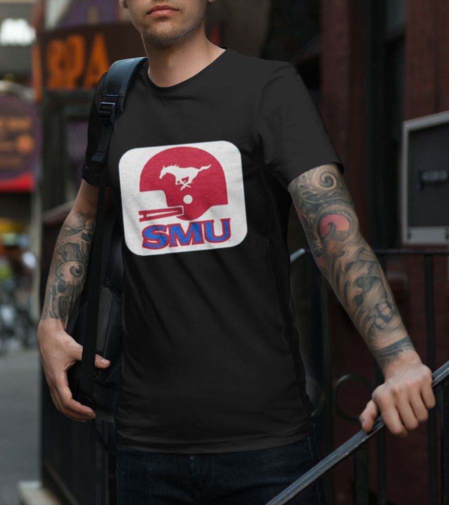 SMU Mustangs Football Red Helmet T-Shirt