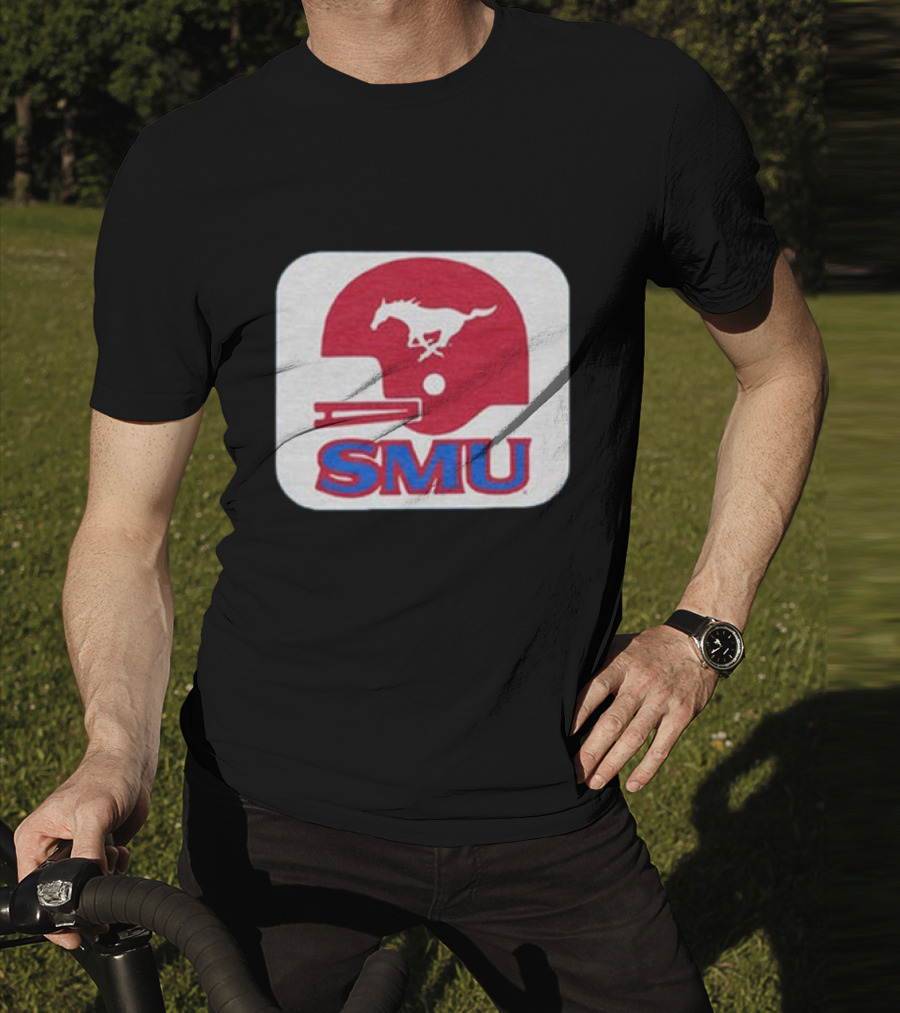 SMU Mustangs Football Red Helmet T-Shirt