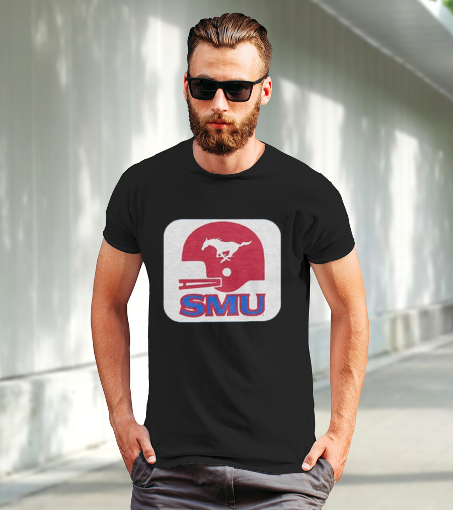 SMU Mustangs Football Red Helmet T-Shirt