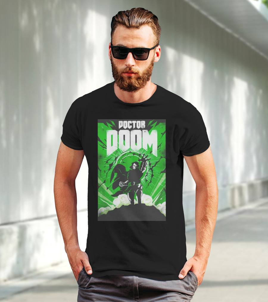 Doctor Doom Doomsday Green Energy Burst Comic Style Villain Power Stance T-Shirt