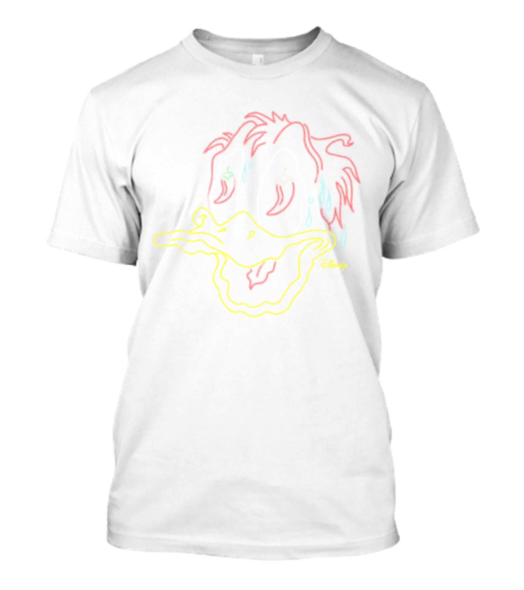 Disney Donald Duck Melting Face Neon Outline Retro Hot Peppers T-Shirt