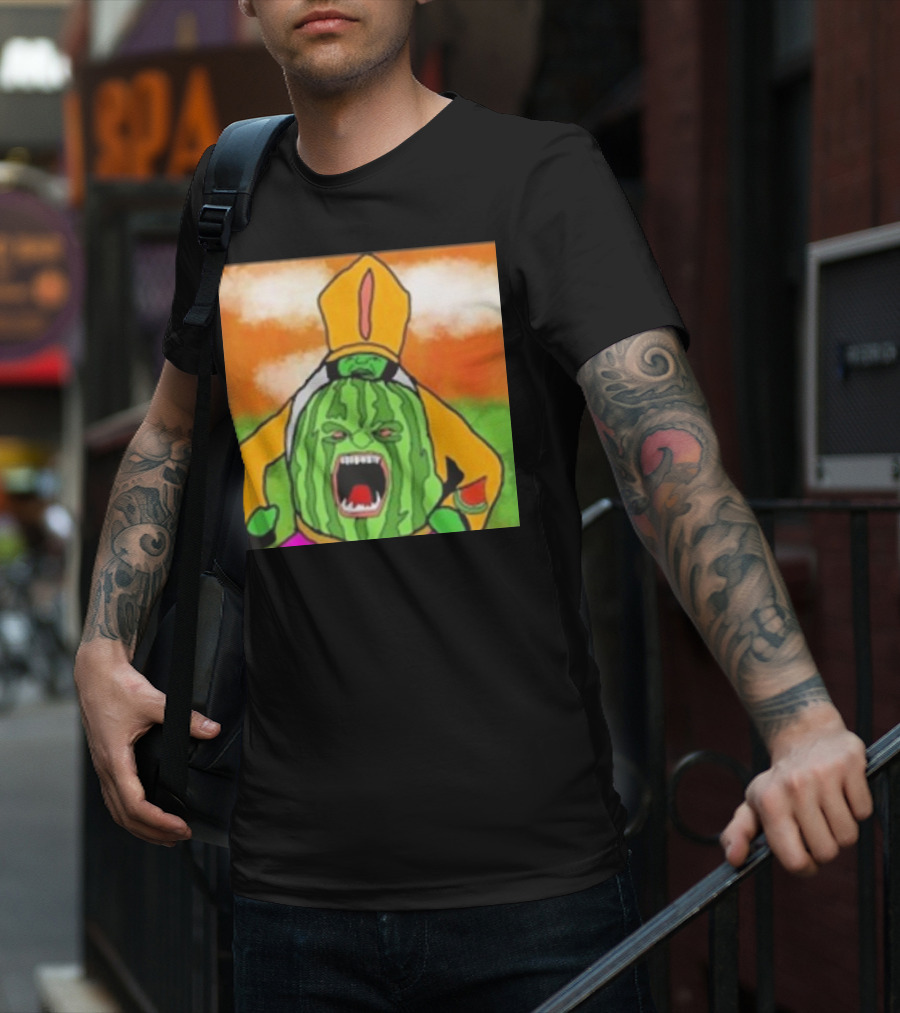Angry Watermelon Priest In Colorful Robes T-Shirt