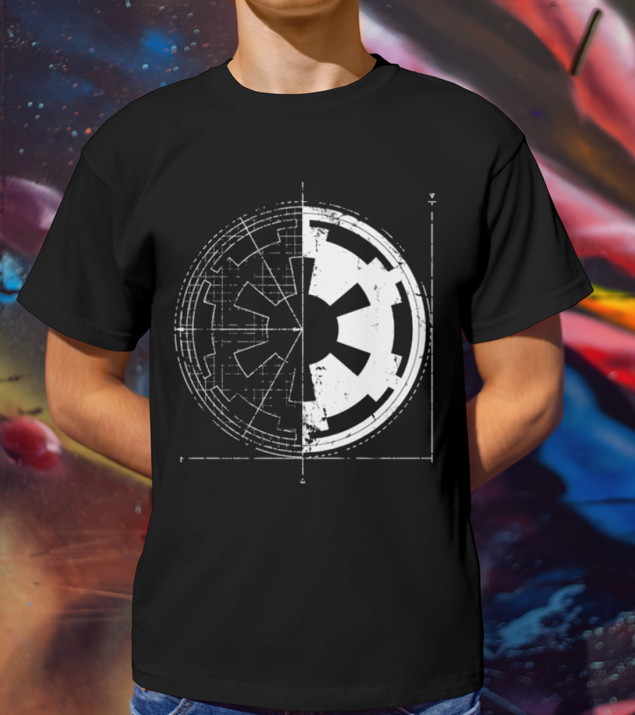 Galactic Empire Emblem Blueprint Schematic Diagram T-Shirt