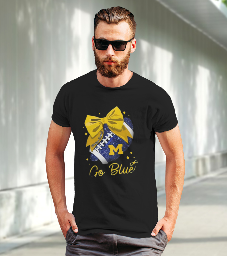 Michigan Wolverines Football Go Blue Bow Girl Michigan Proud T-Shirt