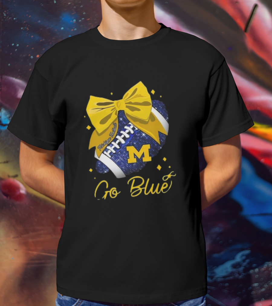 Michigan Wolverines Football Go Blue Bow Girl Michigan Proud T-Shirt