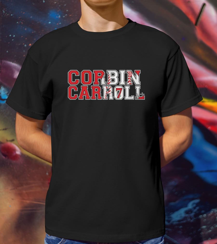 Corbin Carroll Arizona Baseball Player Name Block Letter T-Shirt