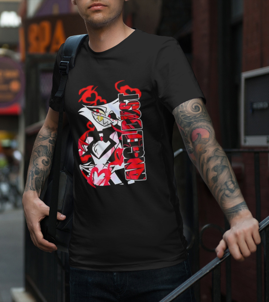 Hazbin Hotel Angel Dust Character With Red Flames T-Shirt
