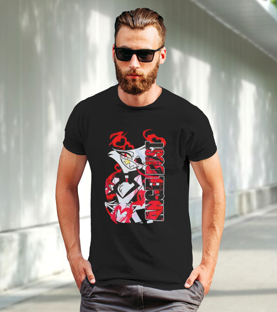 Hazbin Hotel Angel Dust Character With Red Flames T-Shirt