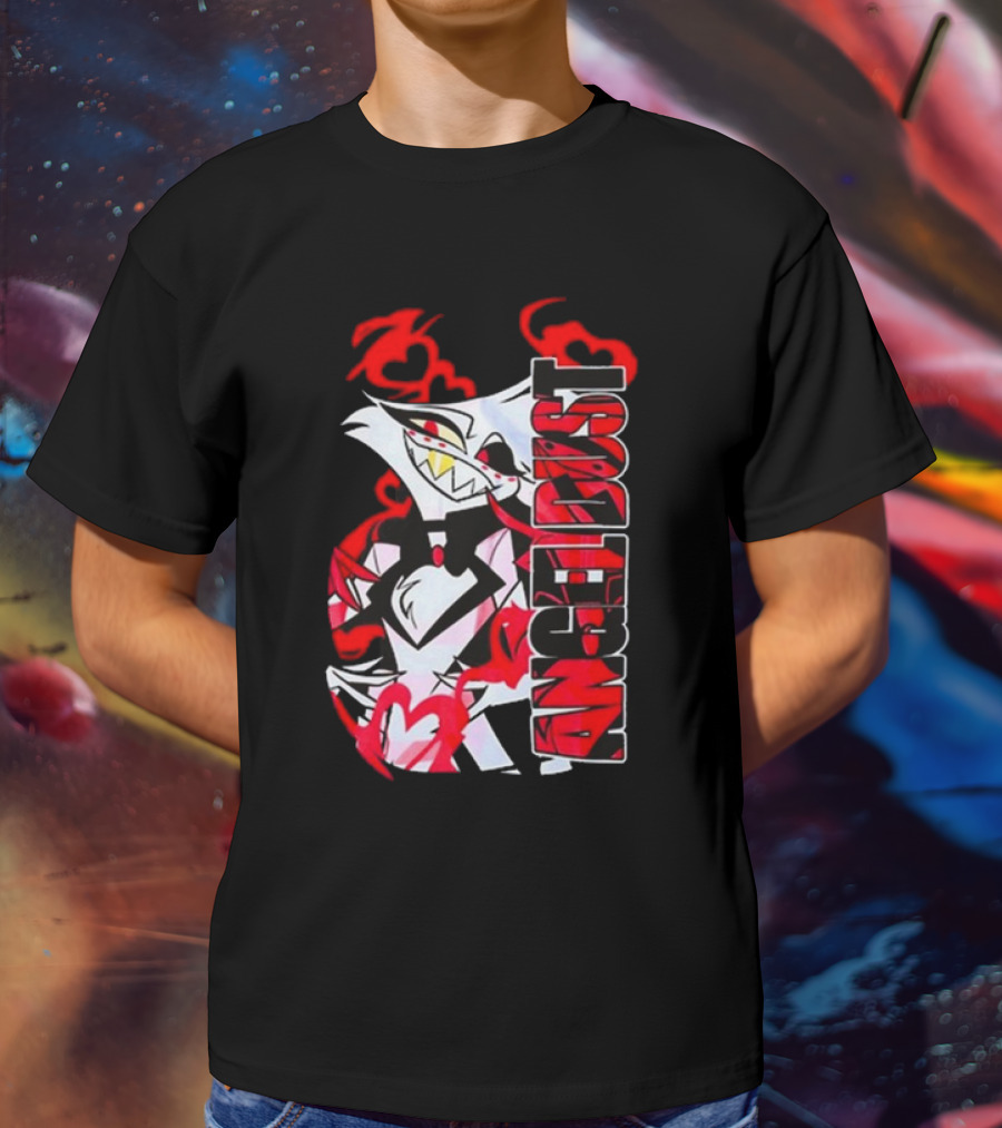 Hazbin Hotel Angel Dust Character With Red Flames T-Shirt