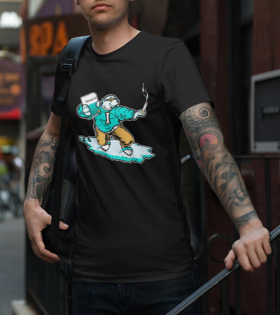 Newport Cigarettes Icee Bear Smoking Hockey T-Shirt
