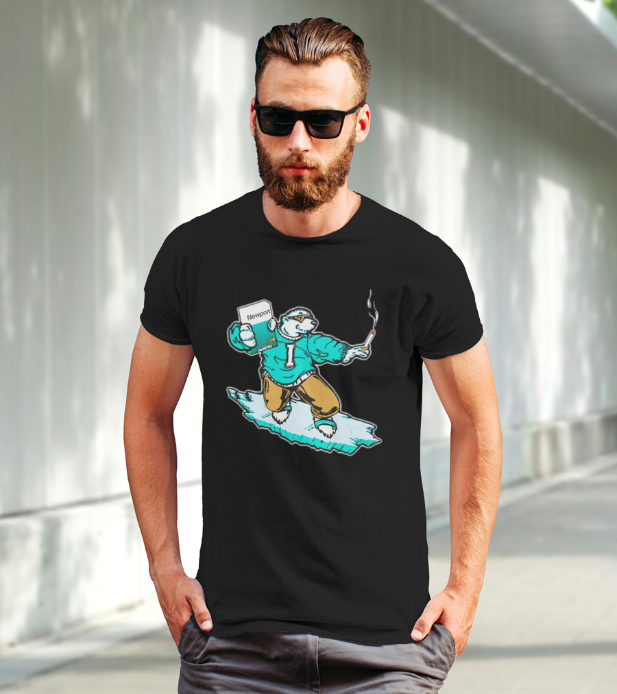 Newport Cigarettes Icee Bear Smoking Hockey T-Shirt