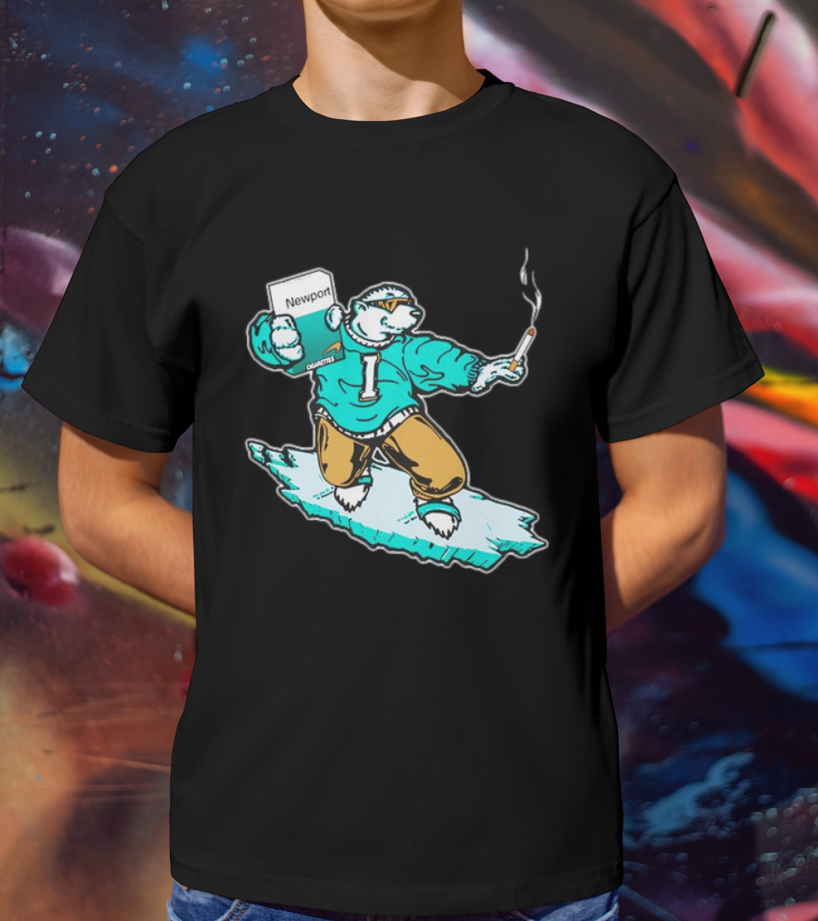 Newport Cigarettes Icee Bear Smoking Hockey T-Shirt