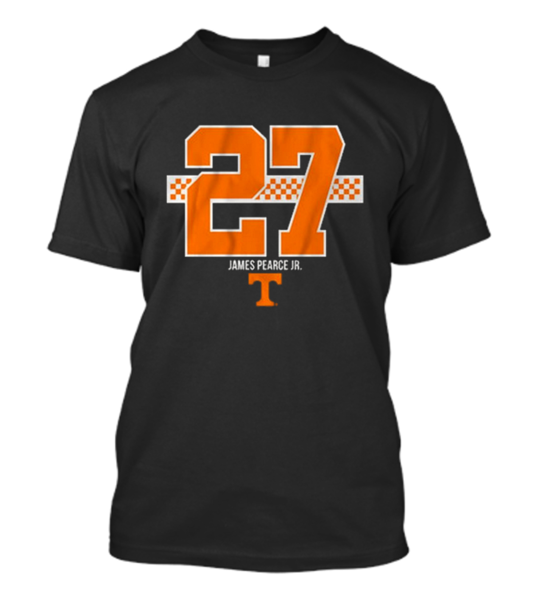 Tennessee Football James Pearce Jr. 27 Orange Checker Stripe T-Shirt
