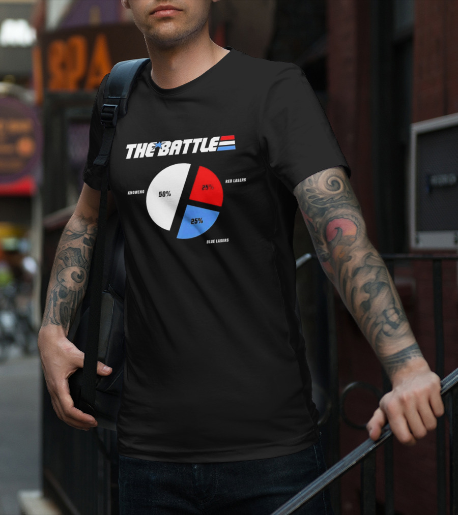 GI Joe Knowing Is Half The Battle Pie Chart Red Lasers Blue Lasers T-Shirt