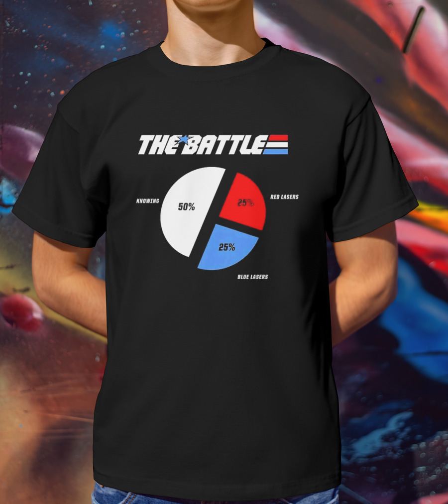 GI Joe Knowing Is Half The Battle Pie Chart Red Lasers Blue Lasers T-Shirt